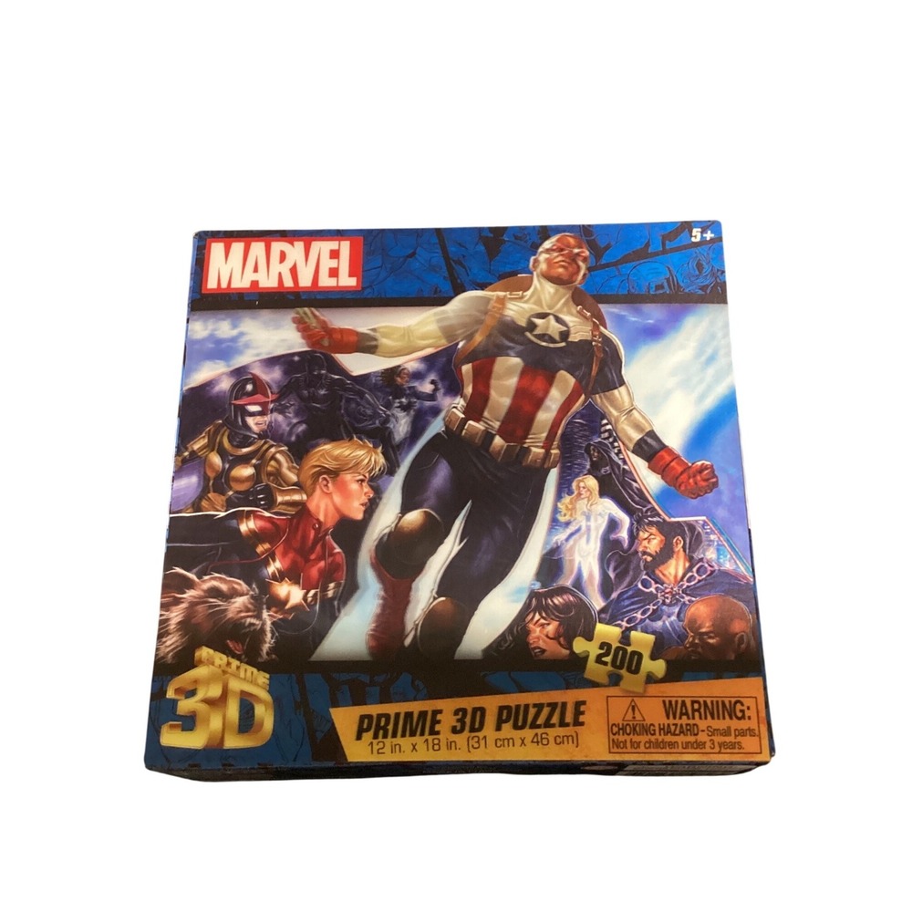 Marvel Prime 3DPuzzle 200 Piece Avengers Lenticular Jigsaw 12x18 Captain America